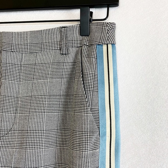 Romeo + Juliet Houndstooth Plaid Track Pants Straight Leg Dress Pants Blue Grey - Picture 2 of 6